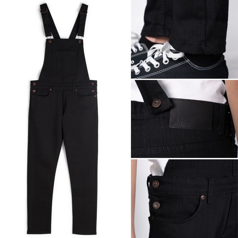 Naked Famous‎ Japanese Denim Black Overalls Womens Size Medium Canada Made Jeans - Picture 2 of 16